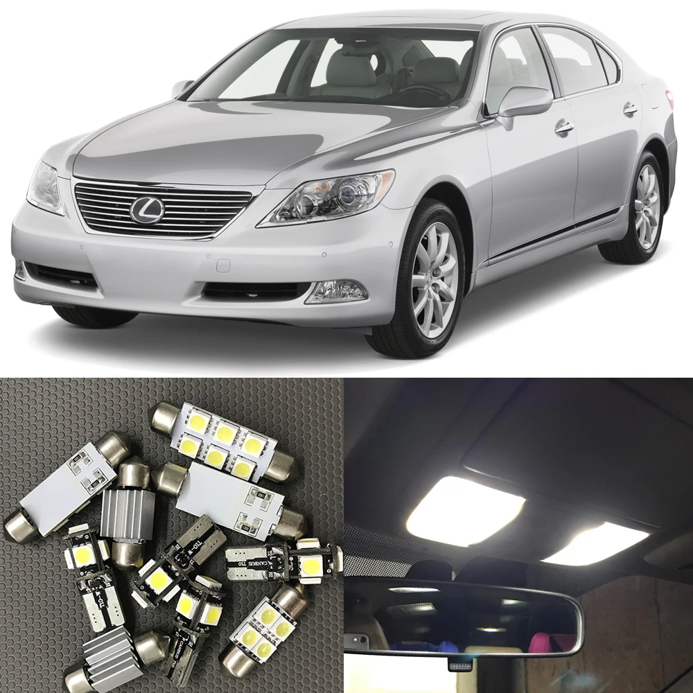 

18pcs White Car LED Light Bulbs Interior Package Kit For 2007 2008 2009 Lexus LS460 LS600h Map Door Trunk Step Courtesy Lights