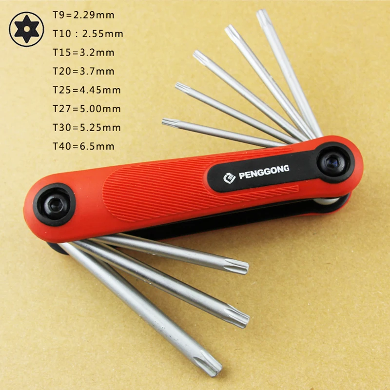 Portable 8PCS Folding precision screwdriver set  Wrench Lightweight Hex Torx Multi-size  Spanner Repair Tool Screwdriver bit