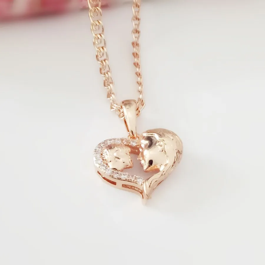 585 Gold Pendants Mother and Son Religious Orthodox Pendant Women Men Jewelry 585 Rose Gold Color Necklace Pendants Women