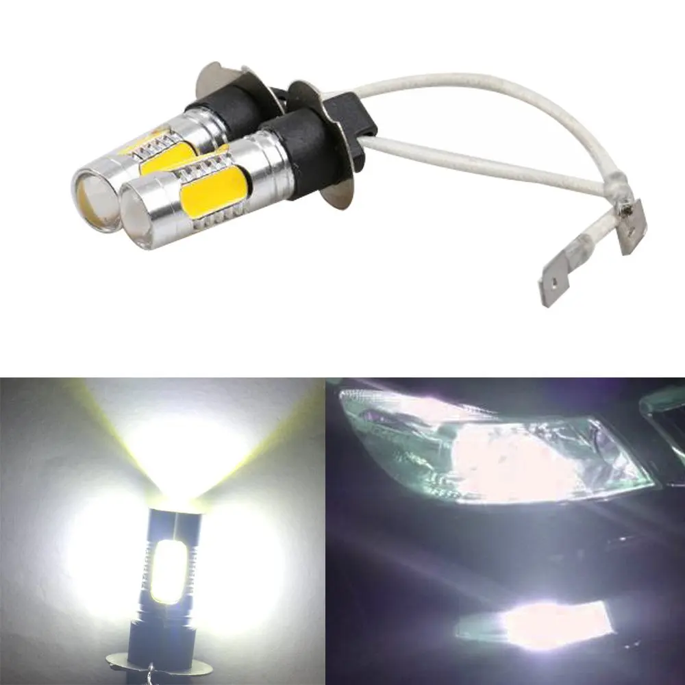 SZKDCE 2x LED H3 12V 7.5W Car H3 LED COB Light Fog Lamp Bulb Auto Headlight Daytime Running Lights DRL Bulbs Lamps White 6000k