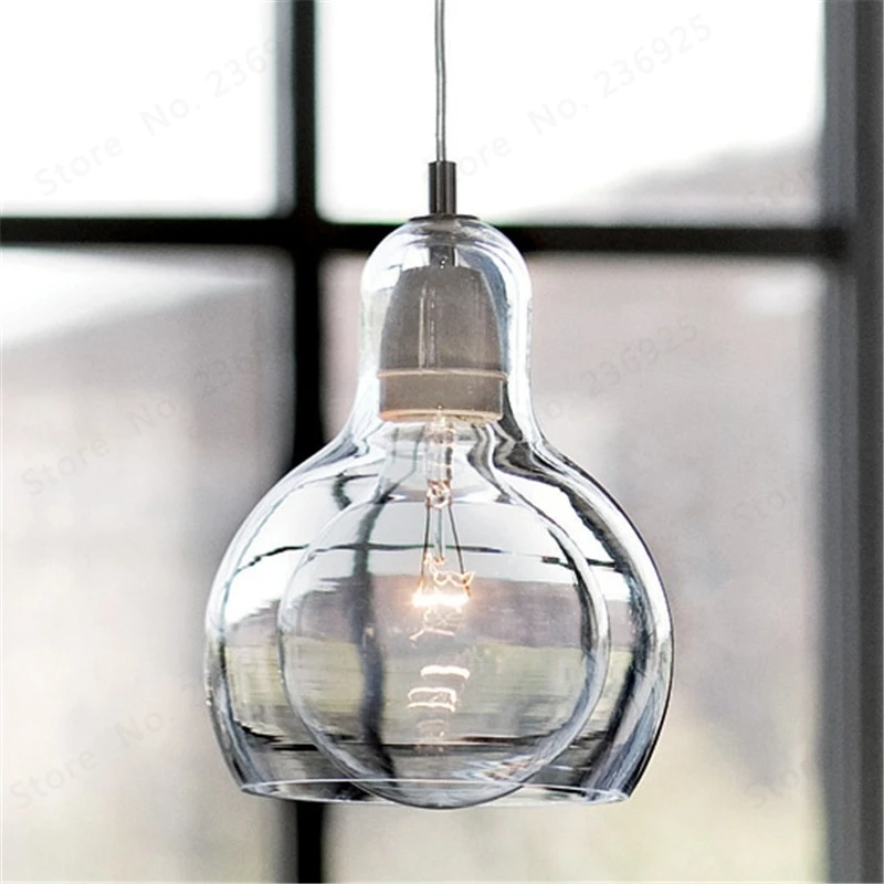 GZMJ Modern Brief LED Pendant Lights Transparent/Gray/Abmer Glass Ball Bedroom Hanglamp E27 Living Room Dining Room Hanging Lamp image 5