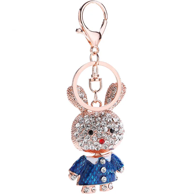 2024 Fashion Crystal Rhinestone Lovely Enamel rabbit Keychain Men Car Key Chains Rings Women Girl Handbag Pendant key chain ring