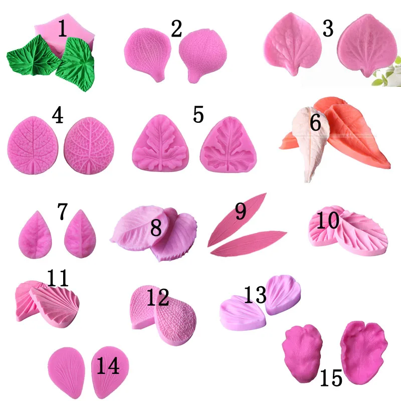 leaf fondant silicone mold 3D flower cooking wedding decoration baking Sugar Craft Molds Leaves DIY Cake mold