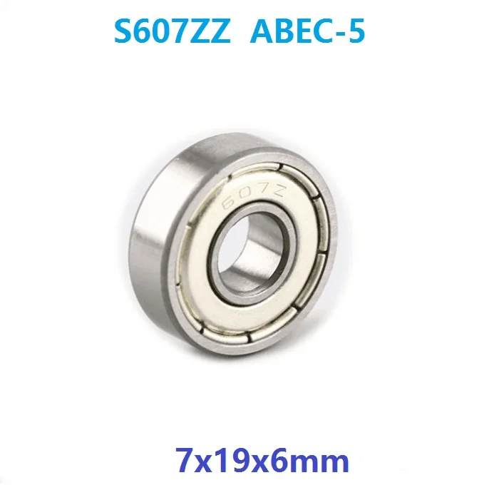 

50pcs/lot S607ZZ S607 ZZ ABEC-5 7x19x6mm stainless steel bearing Deep Groove Ball bearing double shielded 7*19*6mm 607 607ZZ