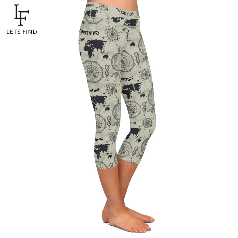 Letsfind Zomer Vrouwen Print Capri Leggings Fashion Hoge Taille Hoge Kwaliteit Melk Zijde Mid Kalf Leggings Hot Koop