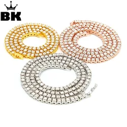 2018 New Color 3/4/5mm 1 Row Round Cut Rhinestone Tennis Nceklaces Necklace 16-36inch Black Rose Gold Gun Black