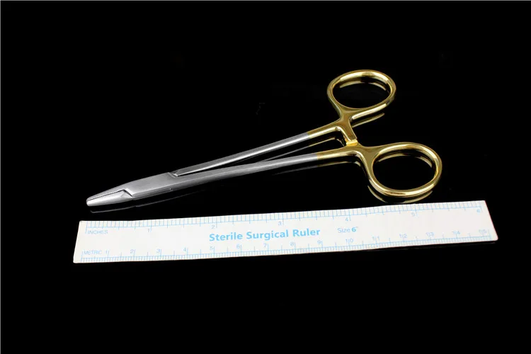 medical Ophthalmology surgery thin Needle holder 12.5 14 16 26cm skin suture forcep gold handle Insert TC Cosmetology instrument