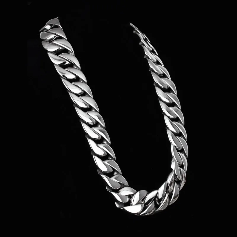 31MM New silver color men's titanium steel necklaces Male money thick big style fashionable stainless steel necklace