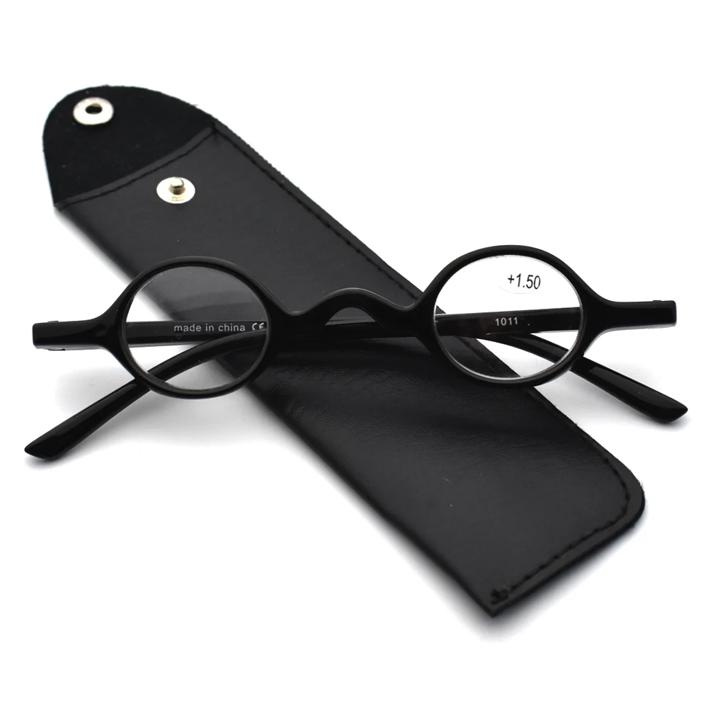 2019 Retro Round Reading Glasses Fashion Eyelasses Mini Small Plastic Frame Magnifier Eyewear With Pocket Glasses Case Top
