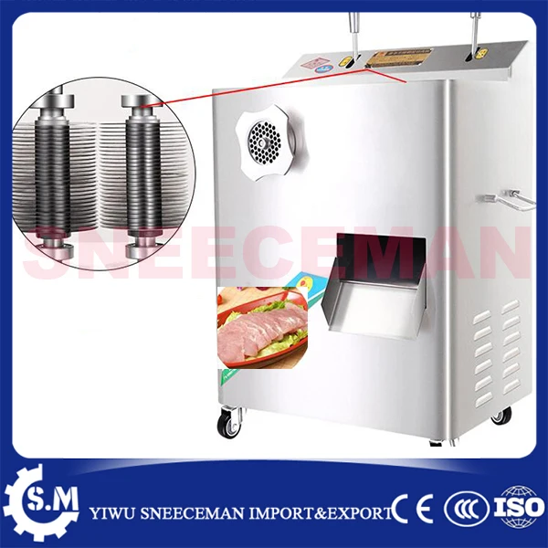 220kg/h Commercial electric stainless steel broken meat slicer machine meat twist stuffing enema machine