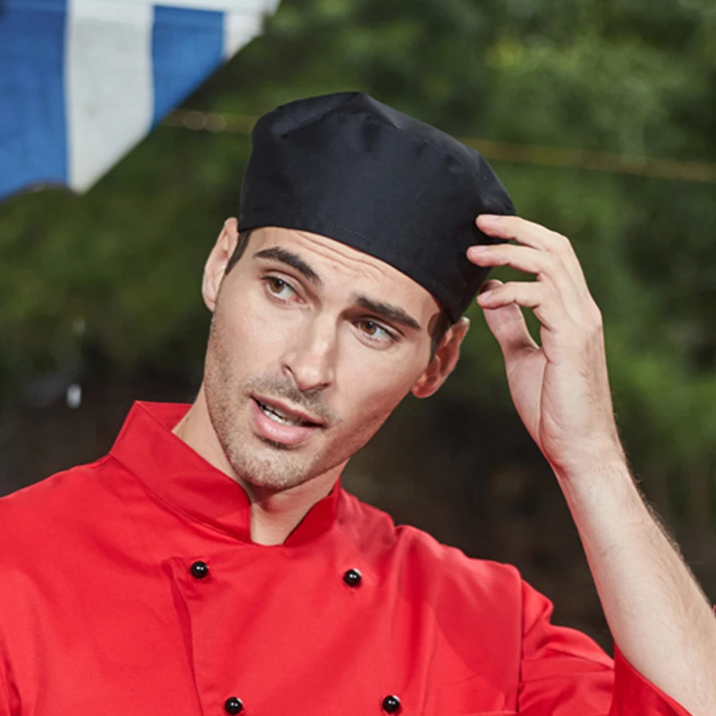 Chapéu de chef/boné qualidade, bonés de trabalho de garçãs, para homens e mulheres na cozinha, bonés planos clássicos do chef toque