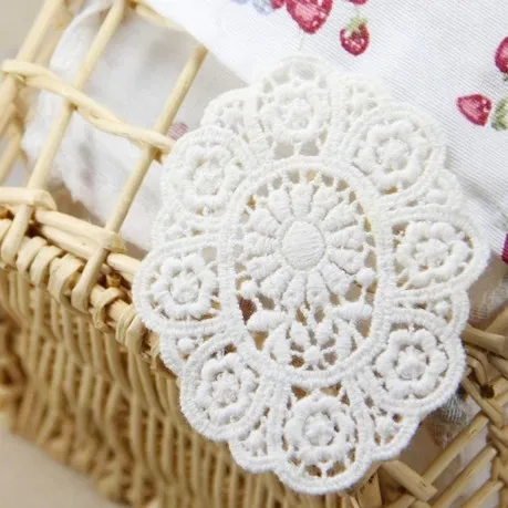 Free Shipping 20 PCS Handmade DIY 100% Cotton Water Soluble Embroidery Lace Flower Applique Patch