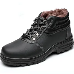 Safety Shoes Cap Steel Toe Safety Shoe Boots For Man Work Shoes Men Waterproof Size 12 Footwear Winter Wear-resistant GXZ010