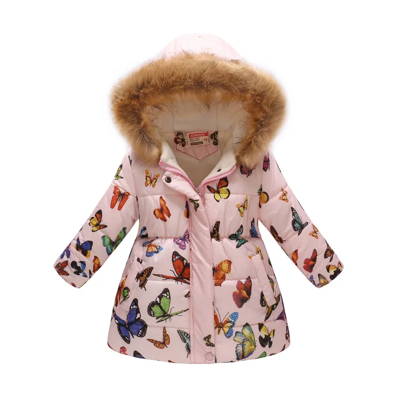 Pink Baby Girls Fleece Coat Winter Children Clothes Baby Girl Down Jacket Hoodies Long Overcoat Kid Windbreaker Outfit Top 4-11Y