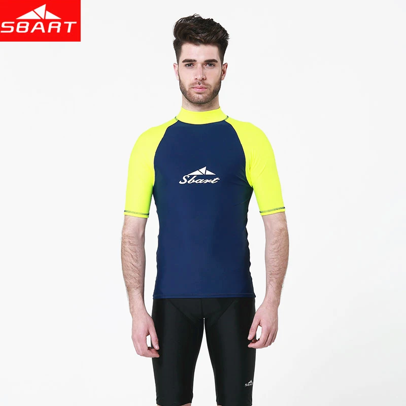 SBART mężczyźni lycra Surf mokre garnitury kurtka z krótkim rękawem Anti-UV szybkie suche surf-ubrania człowiek pływanie Windsurf nurkowanie mokre