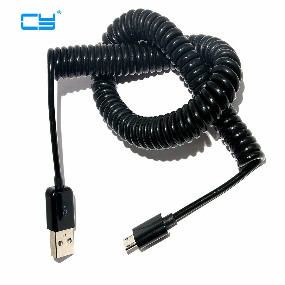 micro usb male usb male spring Retractable stretch cable sync data charge for samsung HTC LG 2M free shipping