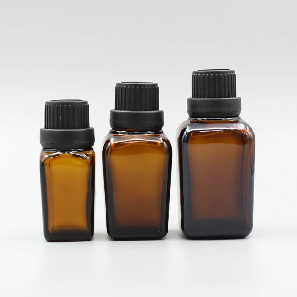 

Empty Cosmetic Containers Liquid Glass Bottle Plastic Plug Black Lid Screw Cap 30ML Small Essential Oil Bottle
