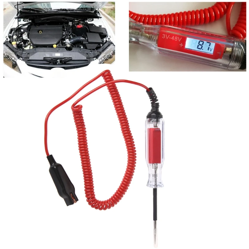 

2V Truck Car Voltage Circuit Tester DC 3V-48V Digital LCD Display Diagnostic-Power Tool Voltage Test Probe Car Detector