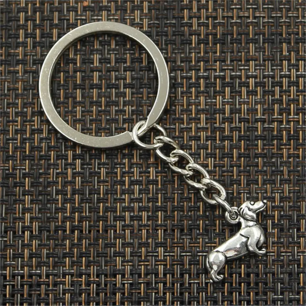 New Keychain 20x15mm Dog Dachshund Pendants DIY Men Car Key Chain Ring Holder Keyring Souvenir Jewelry Gift