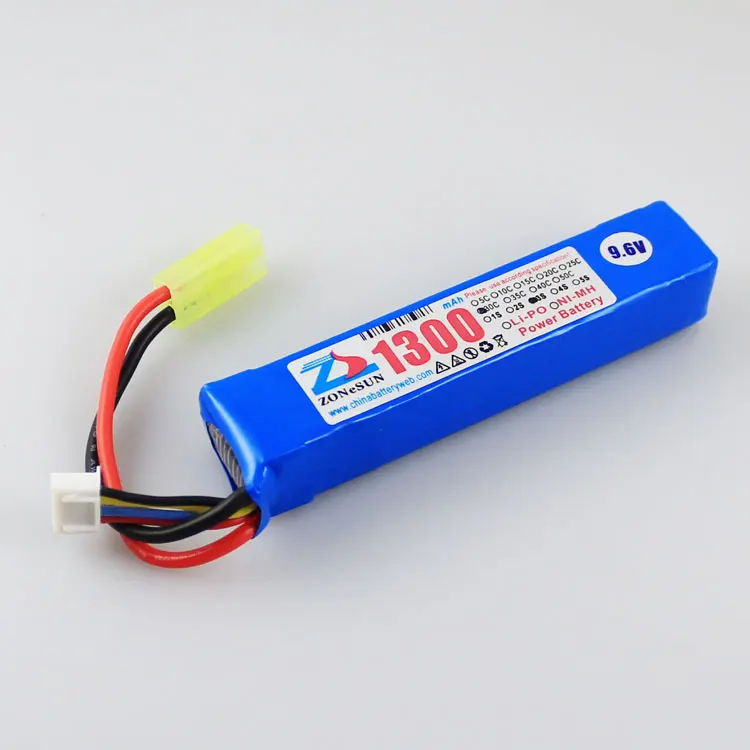 في 9.6 فولت 1300 مللي أمبير الطاقة الأساسية بوليمر ليثيوم بطاريات الحديد CS نموذج FNC M4 AK47 G36 قابلة للشحن خلية ليثيوم أيون