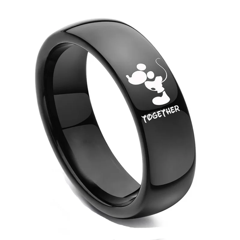 Couple Ring Black Color Lover's Ring Stainless Steel Wedding Forever Together Ring for Women and Men Promise Jewelry