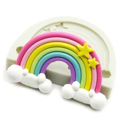 Rainbow Cloud Silicone Mold Cake Fondant Decorating Tools 3D Chocolate Candy Baking Clay Resin Sugar Candy   Sculpey K293