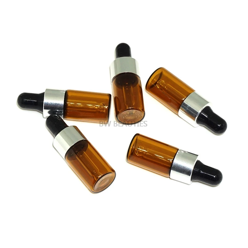 

1000Pcs/lot Empty 3ml 5ml Glass Essential Oil Dropper Bottle Drop Liquid Pipette jars Amber Cosmetic Packaging