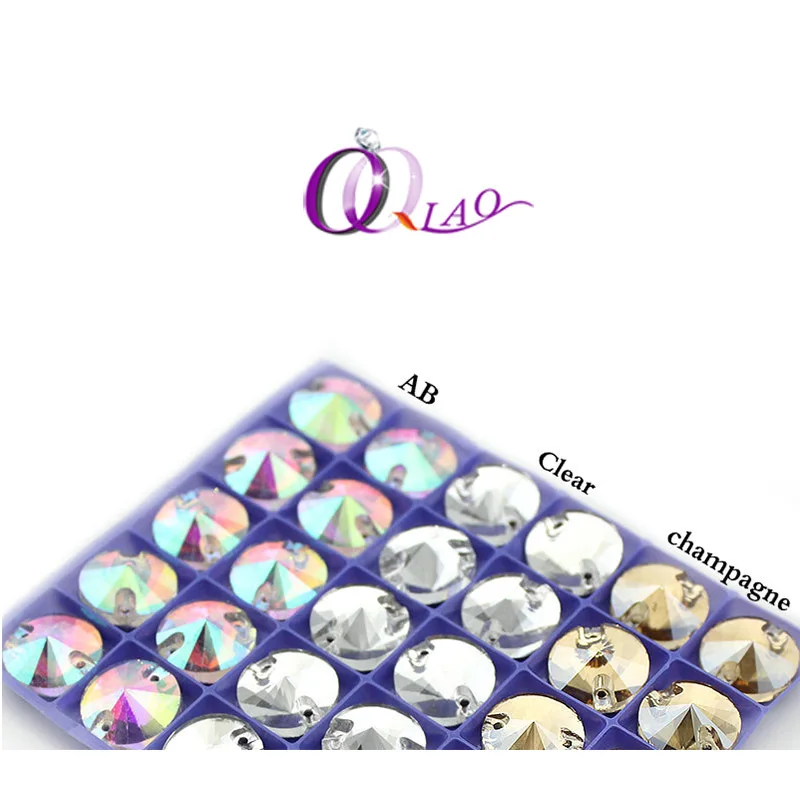 Rodada Cristal AB Cor Prata Base Costurar Em Grânulos De Strass, Pedras Botões Espaçador para Jóias De Vestuário, 8mm-16mm, 30-100Pcs