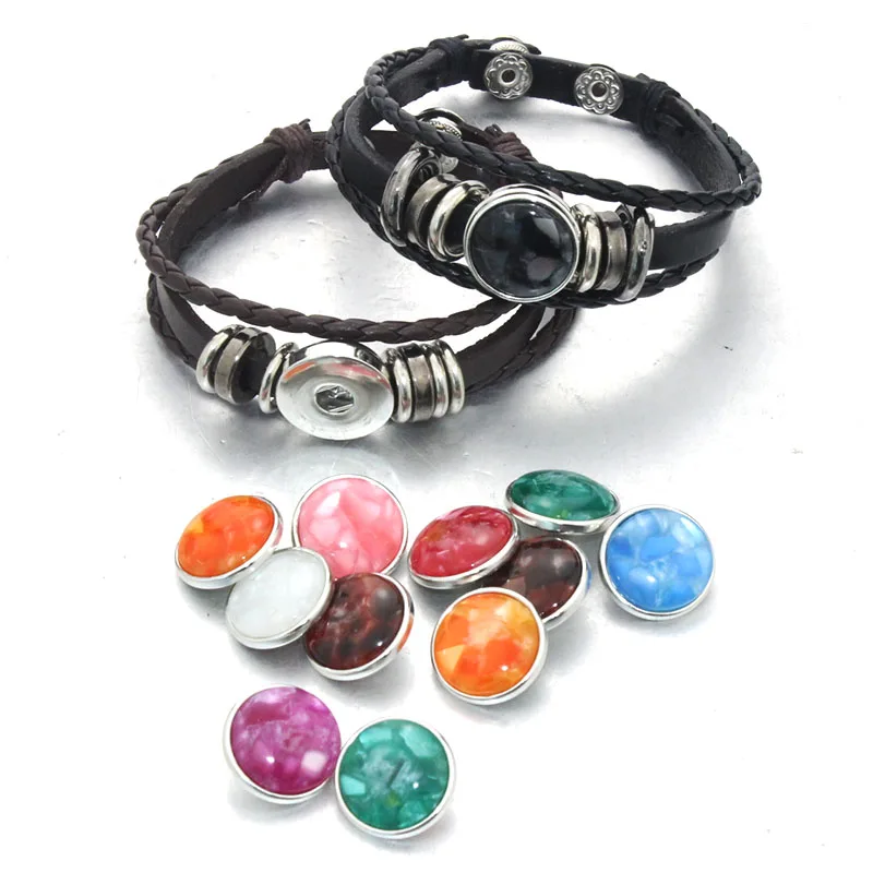 colorful 10pcs/lot mixing 18mm snap button jewelry Resin snap button pression bijoux watches women charm bracelet 050707