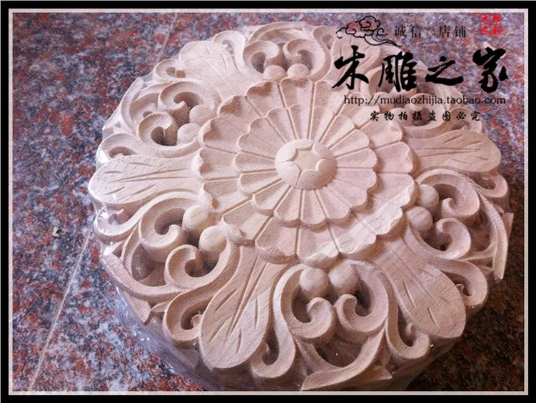 

Dongyang woodcarving flower floral applique European round patch carved wood furniture solid wood cabinet door FLOWER FLOWER FLO