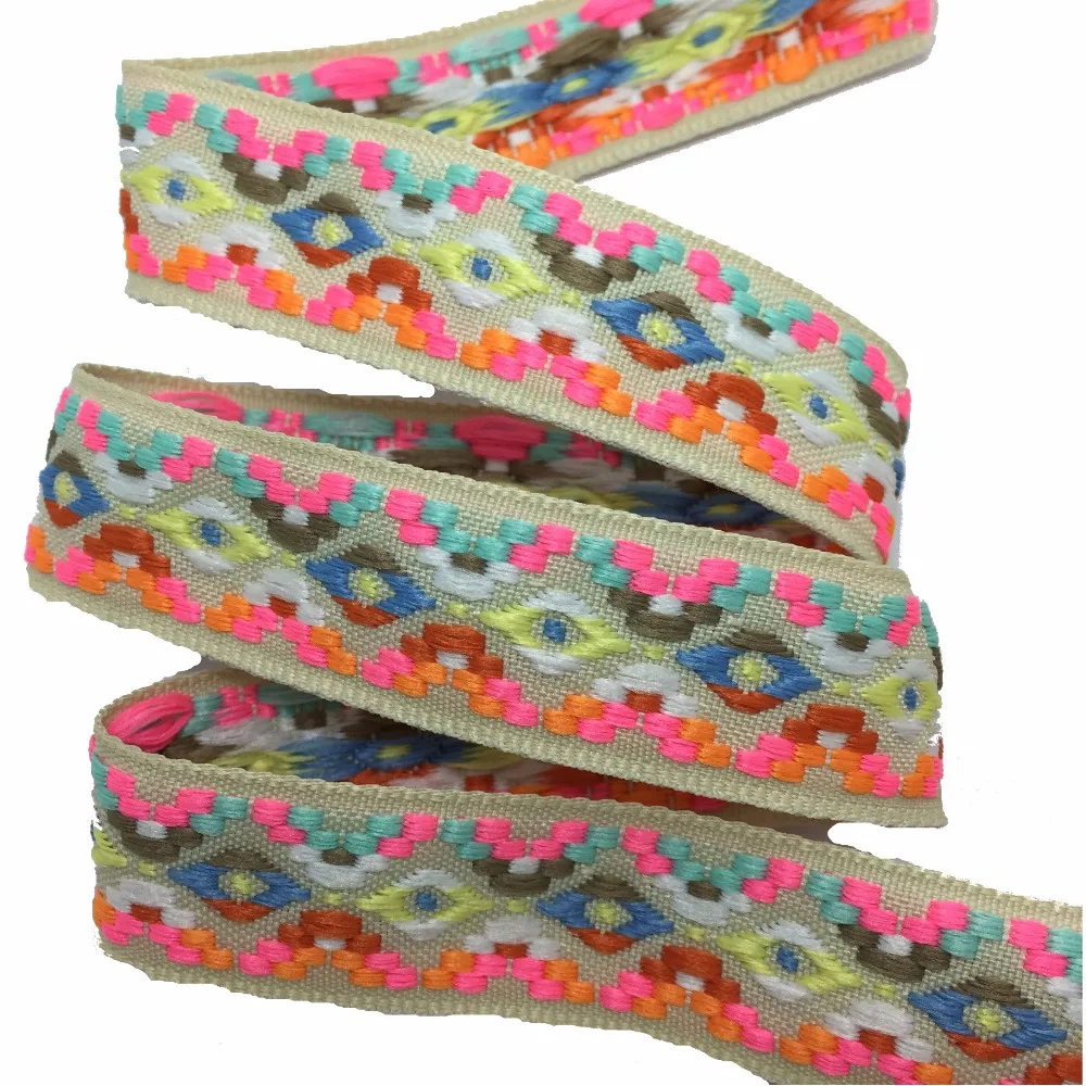 ZERZEEMOOY 2017 NEW 7/8'' 25mm 10yard/lots 100% polyester Woven Jacquard Ribbon Zakka Handmade mix color geometry DOG RIBBON