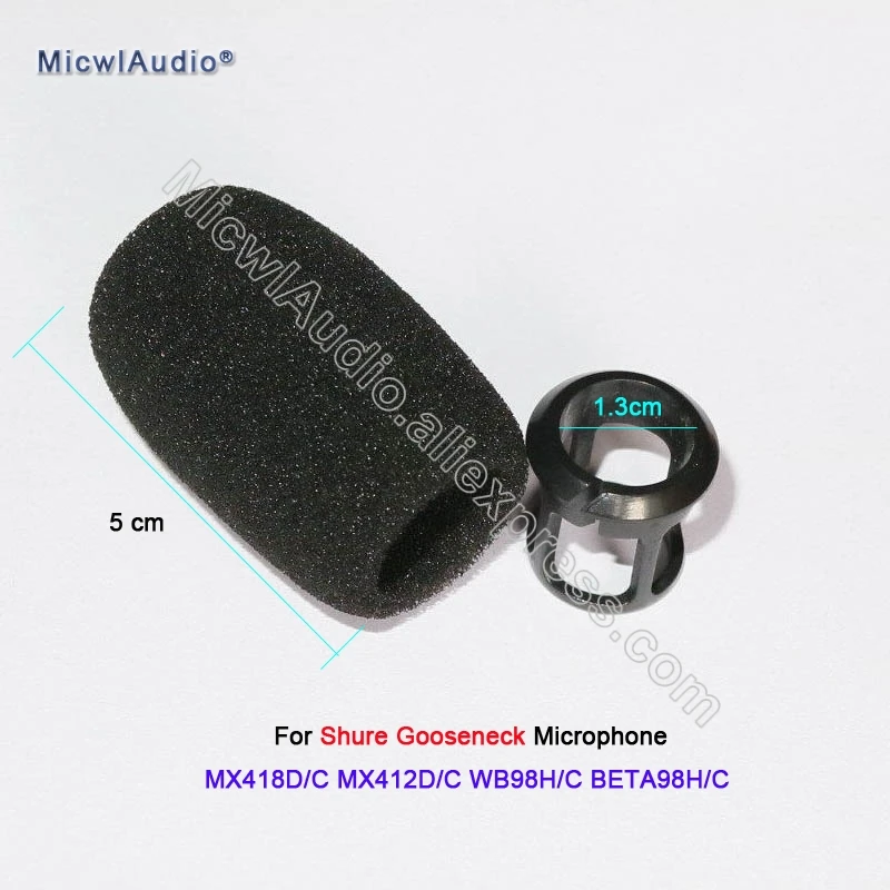 2 X Black Sponge Snap-fit Form Windscreens For Shure MX418D/C MX412D/C WB98H/C BETA98H/C Instrument Gooseneck Microphone