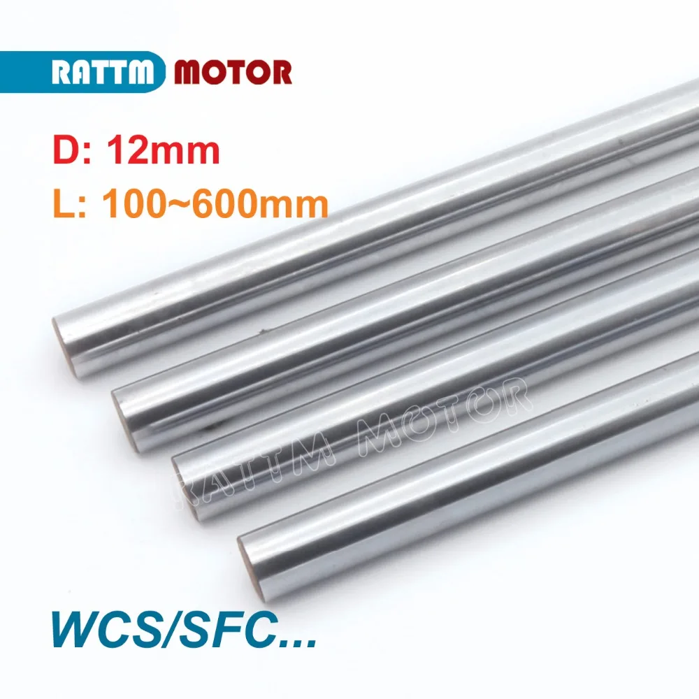 2PC WCS12mm-L150/200/300/400/500/600mm SFC12 Chrome Plated Cylinder Linear Rail Round Rod Shaft Linear Motion Shaft for 3D print