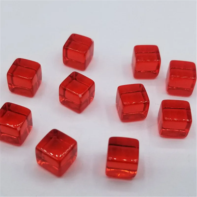 50Pcs/set 10mm Transparent Colorful Cubes Blocks Blank D6 Dice Chess Piece With Right Angle Sieve For Puzzle Board Games