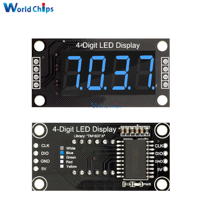 0.36 Inch 0.36" 4-Digit Red/Green/Yellow/Blue/White LED Display Tube Decimal 7 Segments TM1637 Module For Arduino size 30x14mm