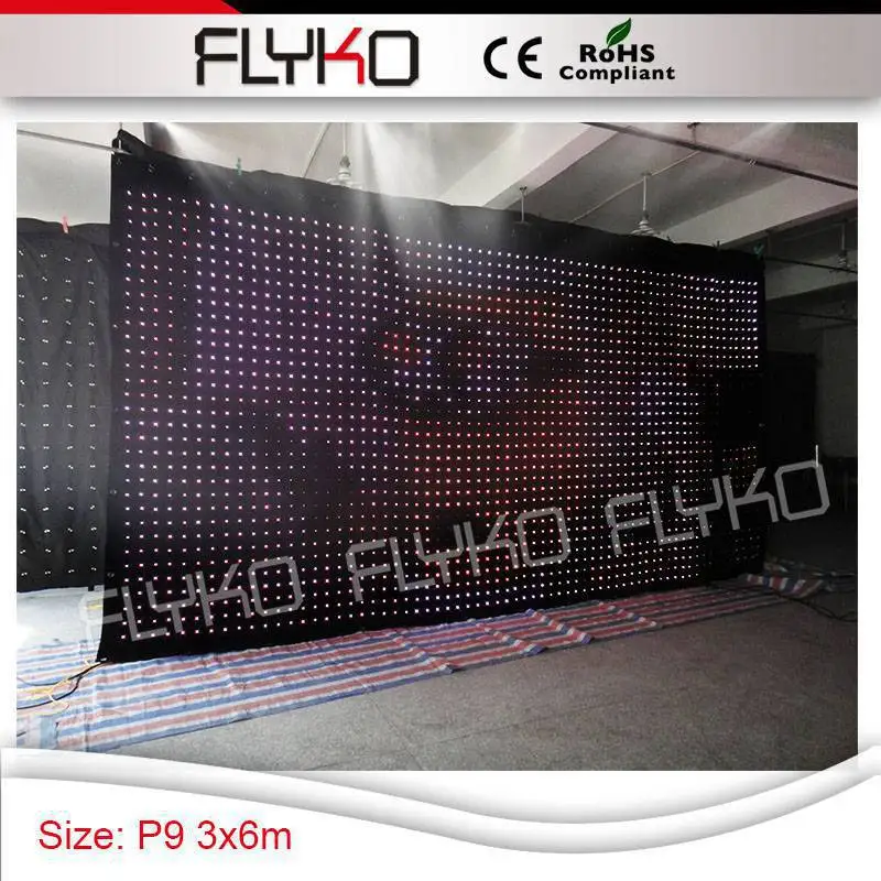 10ft x 20ft commercial advertising display led Dj stage vision curtain P9