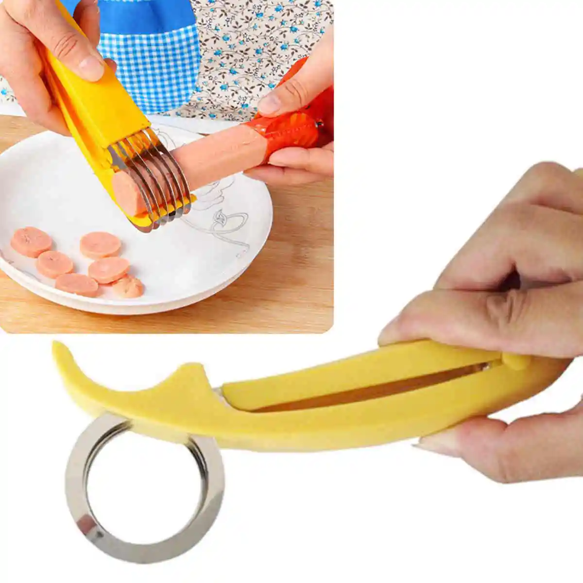 Stainless Steel Banana Cutter Fruit Vegetable Sausage Slicer Salad Sundaes Tools Cooking Tools Kitchen Accessories Gadgets