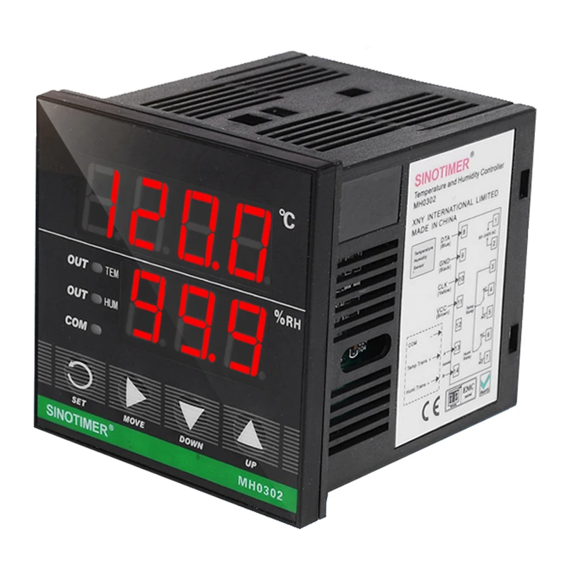 Digital Temperature and Humidity Controller Relay Output Power 110V 220V AC 3m Sensor for Heat Cool Humidification or Dehumidify