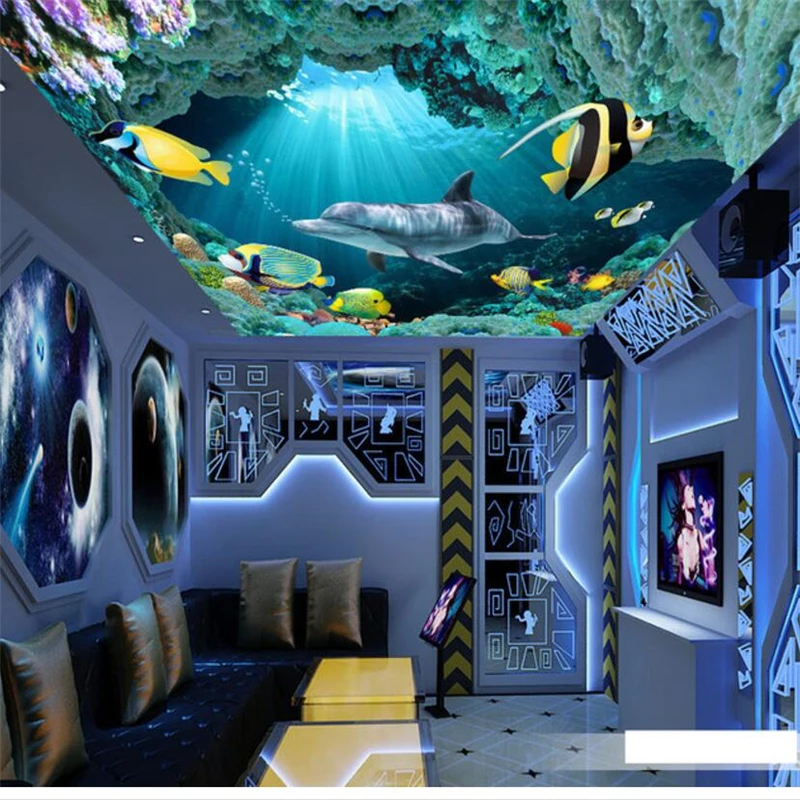 

wellyu Custom three-dimensional photo wallpaper 3d murals underwater world dream 3D stereo zenith murals ceiling 3d wallpaper