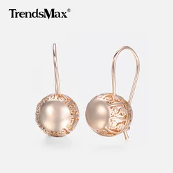 Cut Out Ball Earrings for Women Girls 585 Rose Gold Color Earrings Woman Fashion Jewelry Valentines Gifts For Women KGE181