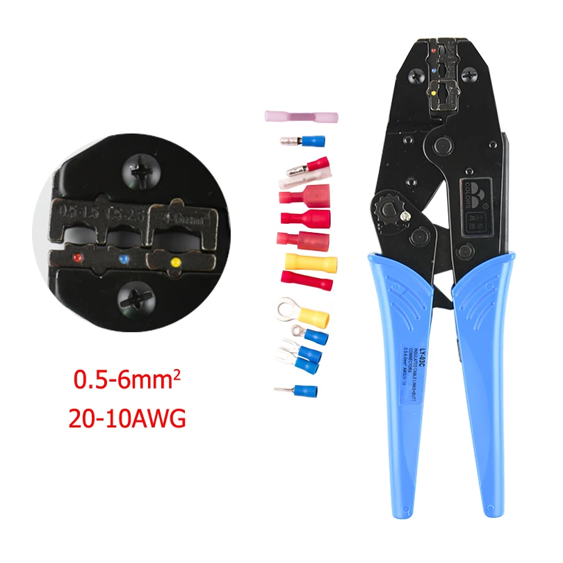 Farbige Crimpzangen Professionelles Isoliertes Kabelverbinder-Werkzeug mit Ratschenfunktion für 22-10AWG LY-03C/HS-30J – Detail 1