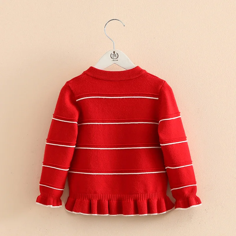 2023 Autumn Spring 3-12 Years Old Teenage Christmas Gift Children\'S Baby O-Neck Ruffles Knitted Kids For Girls Cardigan Sweaters