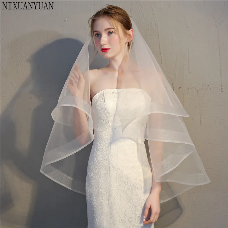 Voile de mariée en Tulle, Simple, court, ivoire, blanc chaud, pour mariée, accessoires de Mariage, bon marché, livraison gratuite, 2021