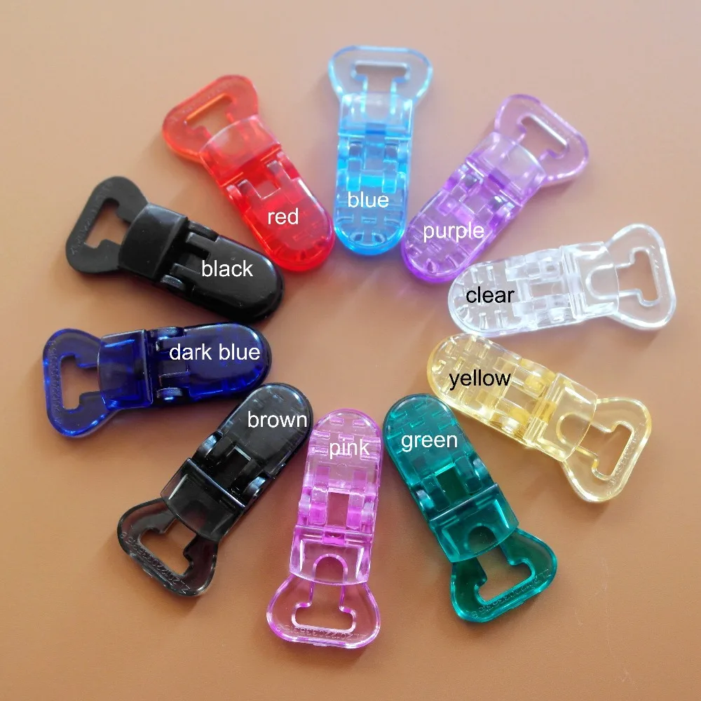 

DHL Free Shipping 500 Pcs 10mm Transparent T shap Plastic Baby Pacifier Clips Dummy Suspender Clip Holder