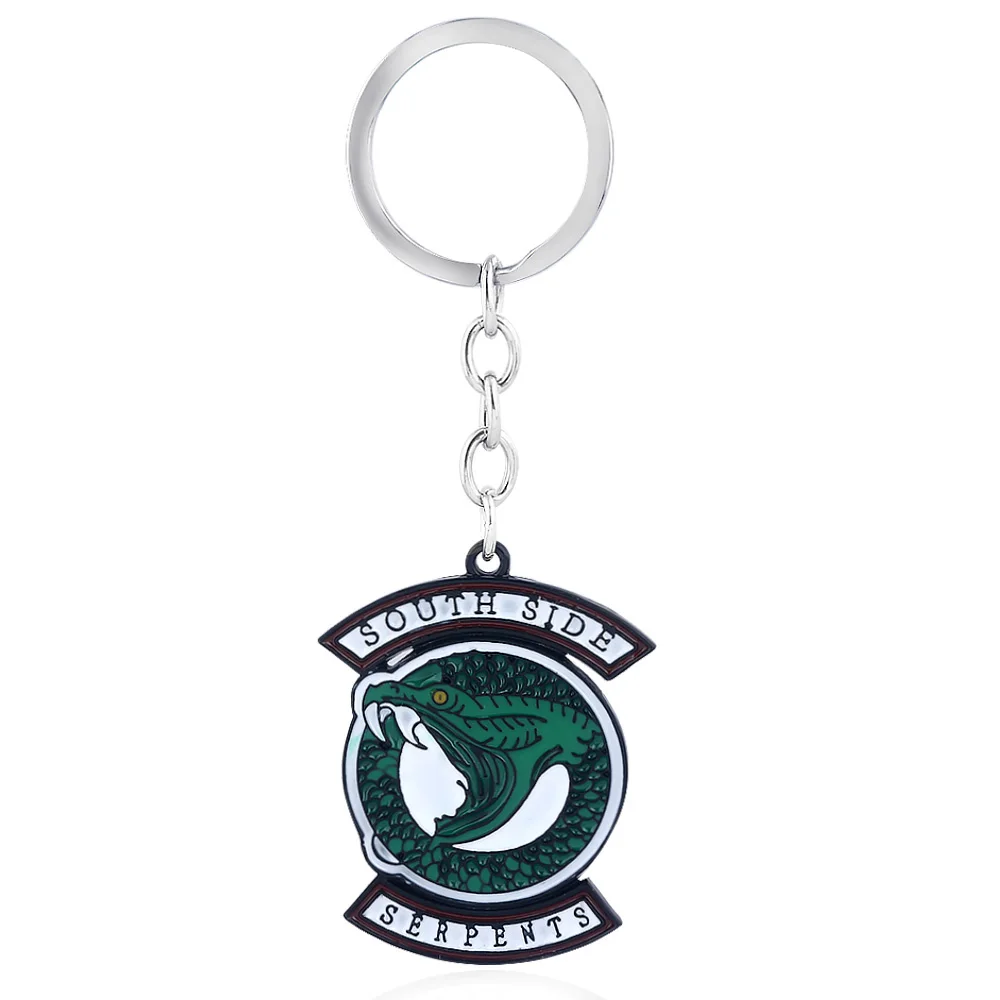 Riverdale South Side Serpents Keychain Metal Green Enamel Key Chains Women Bag Men Car Accessories