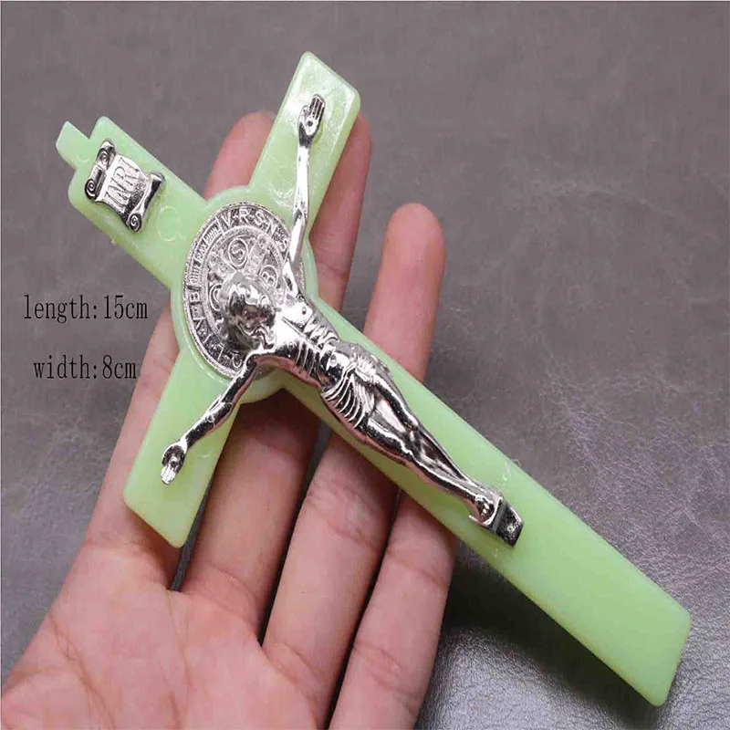 Religious plastic Christ cross pendant. Large Christ Jesus Cross Luminous Pendant Ornament.150mmx80mm