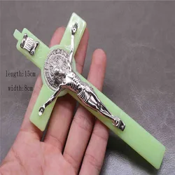 Religious plastic Christ cross pendant. Large Christ Jesus Cross Luminous Pendant Ornament.150mmx80mm