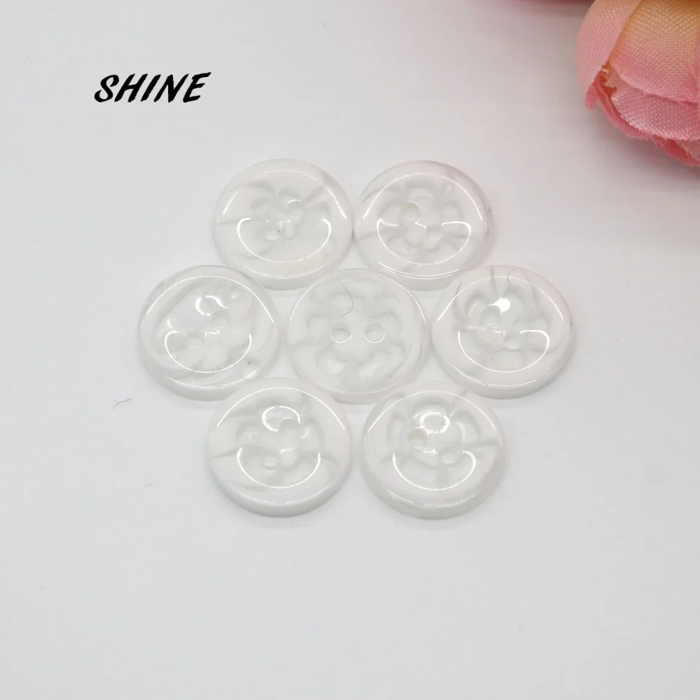 SHINE Resin Sewing Buttons Scrapbooking Round White Color 2 Holes 14mm Dia. 50 PCs Costura Botones bottoni botoes CB0059