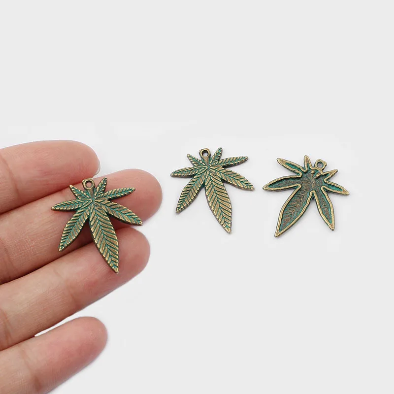 

20PCS Verdigris Patina Maple Leaf Charm Pendant for Necklace Bracelet DIY Drop Earring Jewelry Making Findings