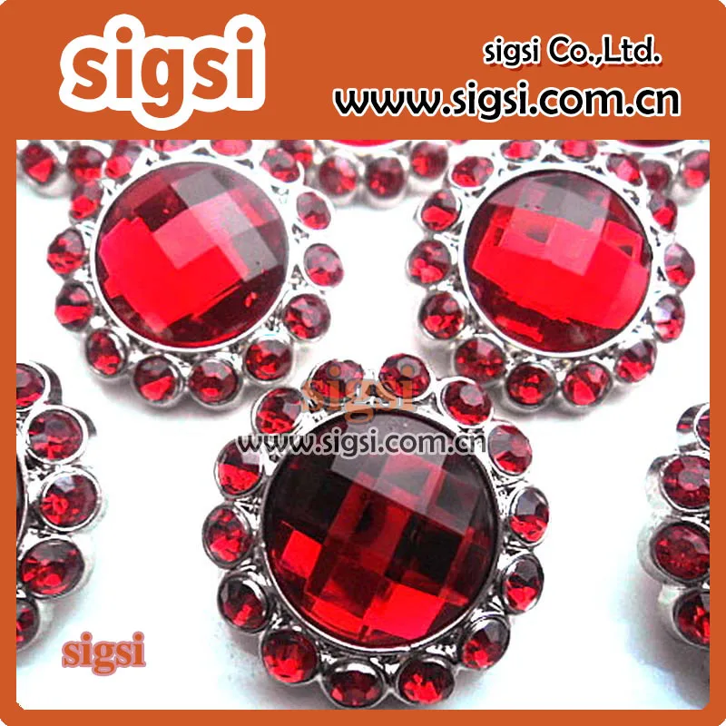 exquisite design Red acrylic rhinestone button for garment accessories